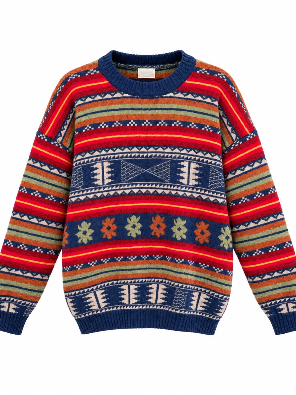 VTG United Colors of Benetton Geometric Fair Isle Knit Sweater Made in Italy